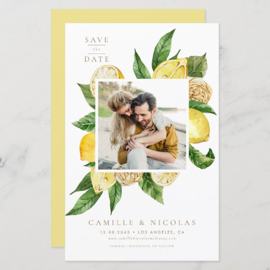 水彩レモンフレーム写真保存日 (正面/裏面)