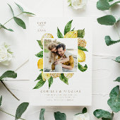 水彩レモンフレーム植物写真 セーブザデート