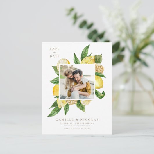 水彩レモンフレーム植物写真 案内ポストカード (スタンド正面)
