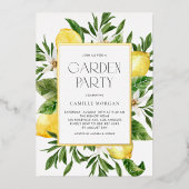 水彩レモンフレーム植物園パーティー 箔招待状 (正面)