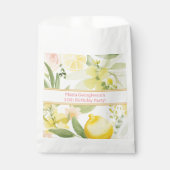 水彩レモンフローラをテーマにした誕生日パーティー フェイバーバッグ (正面)