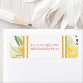 水彩レモンフローラをテーマにした誕生日パーティー ラベル (インサイチュ)