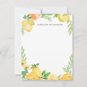 水彩レモンフローラパーソナライズされた文房具 ノートカード (正面)