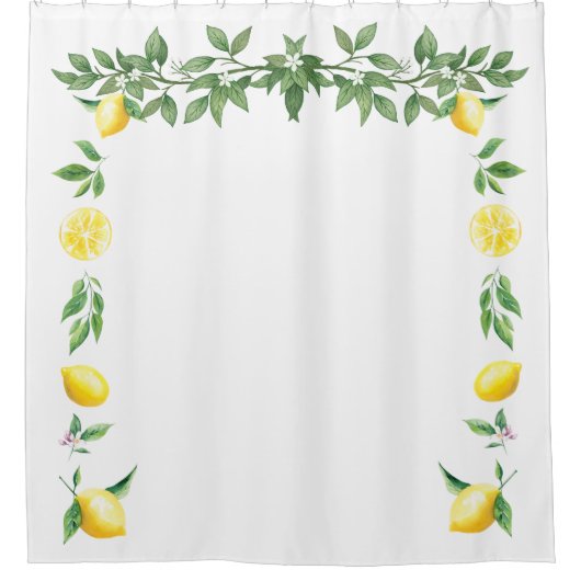 水彩レモンフローラ地中海のイタリアン シャワーカーテン (正面)