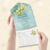 水彩レモンブライダルシャワーとレシピ オールインワン招待状