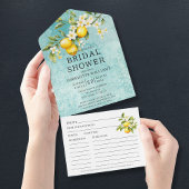水彩レモンブライダルシャワーとレシピ オールインワン招待状