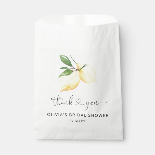 水彩レモンブライダルシャワーのバッグ フェイバーバッグ (正面)
