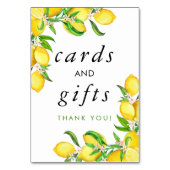 水彩レモンブライダルシャワーカード&ギフト テーブルナンバー (正面)