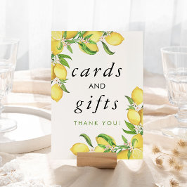 水彩レモンブライダルシャワーカード&ギフト テーブルナンバー