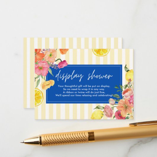 水彩レモンブライダルシャワーディスプレイシャワー エンクロージャーカード (正面/裏面インサイチュ)