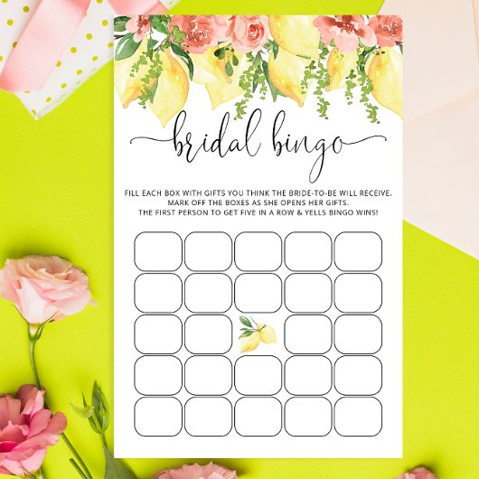 水彩レモンブライダルシャワービンゴゲーム