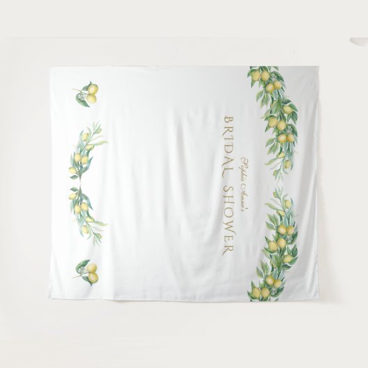 水彩レモンブライダルシャワーフォトブース タペストリー (正面(横))