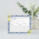 水彩レモンブライダルシャワーレシピカード (スタンド正面)