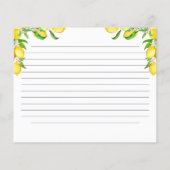 水彩レモンブライダルシャワーレシピカード (裏面)