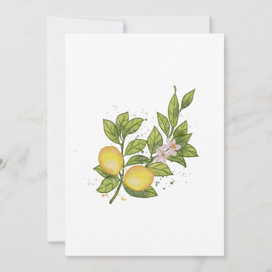 水彩レモンブランチ付き花 – 植物学 招待状 (正面)