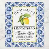 水彩レモンブルータイルリモンチェロボトルラベル ワインラベル (シングルラベル)