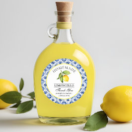 水彩レモンブルータイルリモンチェロ感謝してい ラウンドシール