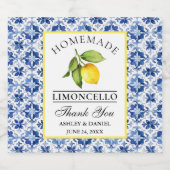 水彩レモンブルータイルリモンチェロ スパークリングワインラベル (シングルラベル)