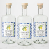 水彩レモンブルータイルリモンチェロ リキュールボトルラベル (ボトル)