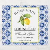 水彩レモンブルータイルリモンチェロ リキュールボトルラベル (シングルラベル)