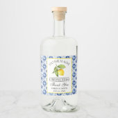 水彩レモンブルータイルリモンチェロ リキュールボトルラベル (正面)