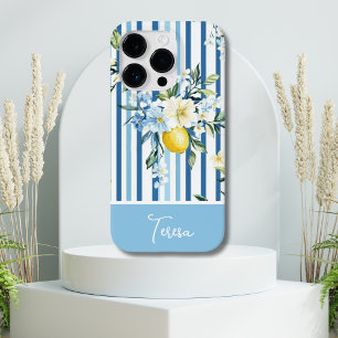 水彩レモンブルーホワイトストライプ Case-Mate iPhone 14 PROケース