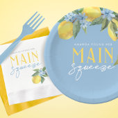 水彩レモンブルーメインスクイーズパーソナライズされた ペーパープレート