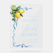水彩レモンブルーリボンウェルカムブライダルシャワー アクリルサイン (正面)