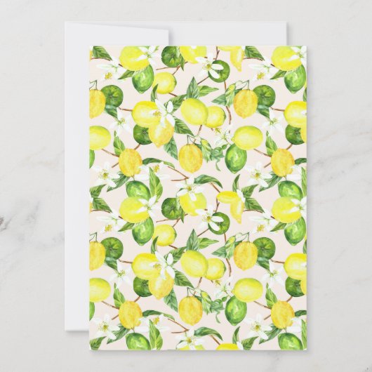 水彩レモンブロッサムリースベビーシャワー 招待状 (裏面)