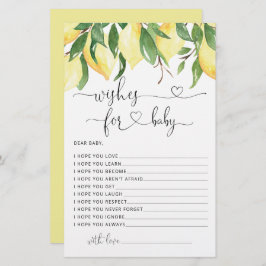 水彩レモンベビーシャワーウィーズベビーカード