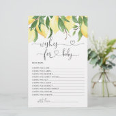 水彩レモンベビーシャワーウィーズベビーカード