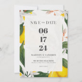 水彩レモンホワイトフラワー結婚式招待状 招待状 (正面)