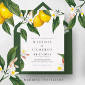 水彩レモンホワイトフラワー結婚式招待状 招待状