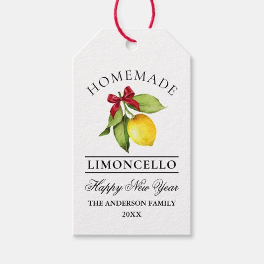 水彩レモンホームメイドリモンチェロ新年 ギフトタグ (正面)