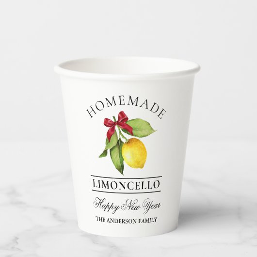 水彩レモンホームメイドリモンチェロ新年 紙コップ (正面)