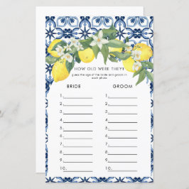 水彩レモンポジターノブライダルシャワーゲーム