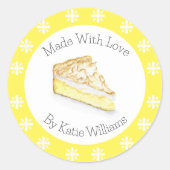 水彩レモンメレンゲ愛で作ったパイ ラウンドシール (正面)