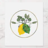 水彩レモンライムリモンチェロフェイク金ゴールド結婚ズ ワインラベル (シングルラベル)