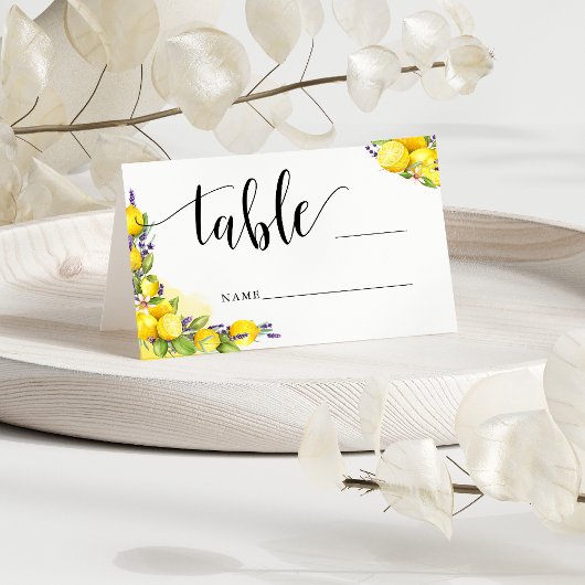 水彩レモンラベンダーボホテーブルナンバーアドバイス プレイスカード