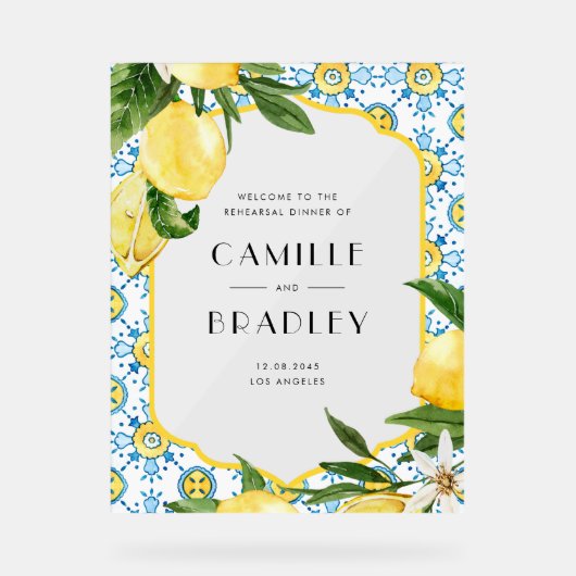 水彩レモンリハーサル地中海のディナー アクリルサイン (正面)