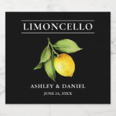 水彩レモンリモンチェロブラックボトルラベル リキュールボトルラベル (シングルラベル)