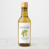 水彩レモンリモンチェロミニボトルラベル ワインラベル (正面)