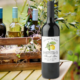 水彩レモンリモンチェロ感謝していボトルラベル ワインラベル