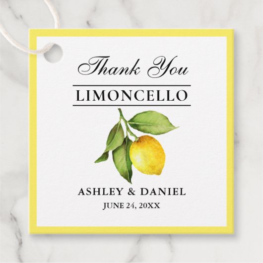 水彩レモンリモンチェロ結婚スクエア フェイバータグ (正面)