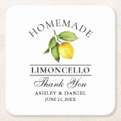 水彩レモンリモンチェロ結婚ズ スクエアペーパーコースター (正面)