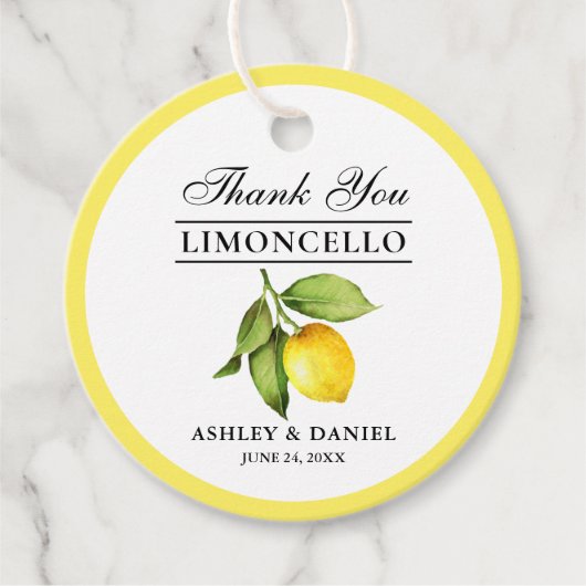 水彩レモンリモンチェロ結婚ラウンド フェイバータグ (正面)