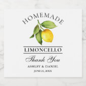 水彩レモンリモンチェロ酒ボトルラベル リキュールボトルラベル (シングルラベル)