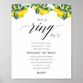 水彩レモンリングや輪ゲームブライダルシャワー標識 ポスター (正面)