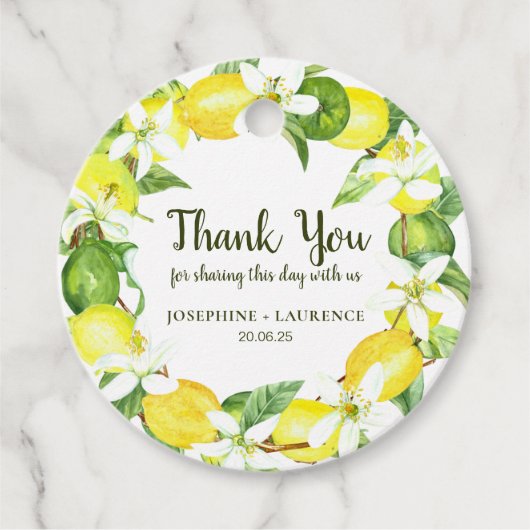 水彩レモンリースメッセージカード フェイバータグ (正面)