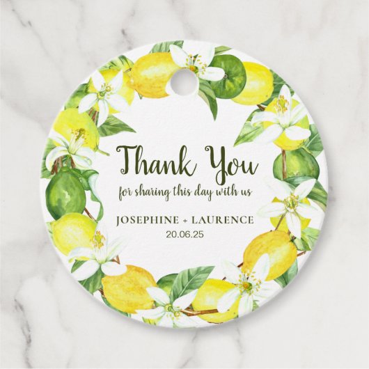 水彩レモンリースメッセージカード フェイバータグ (正面)